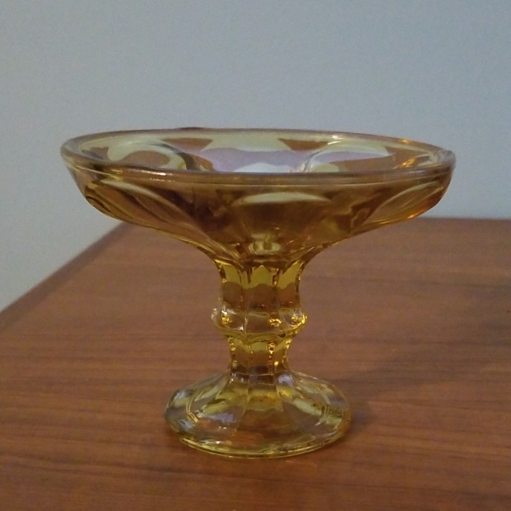 Vintage Amber Glass pedestal bowl
